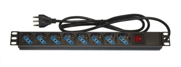LK10051 - ARMADIO RACK MULTIPRESA 8 PRESE 19" TRIPOLARI/SCHUKO INTERRUTORE ITALIA