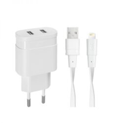 PS4125 - ALIMENTATORE 2P USB 17W WHITE COMPATIB.IPHONE +CAVO LIGHTNING MFI